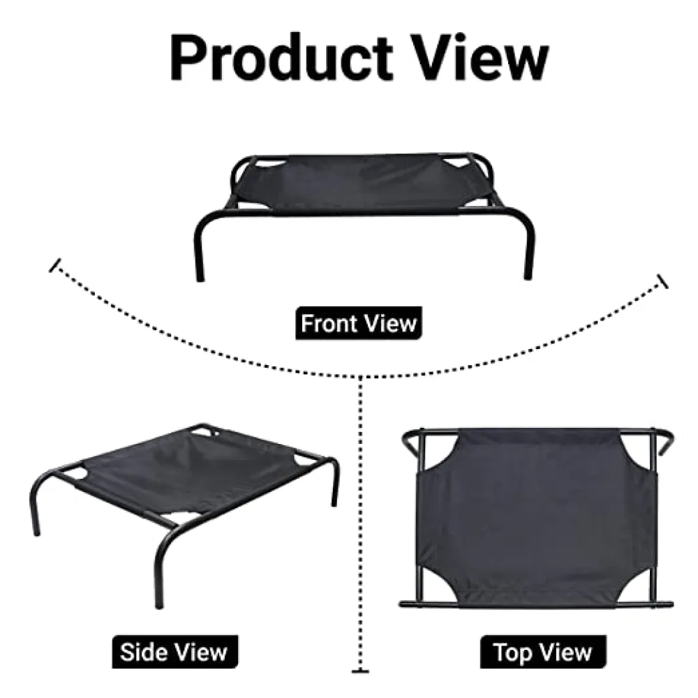 Hiputee Canvas Elevated Bed for Dogs and Cats (Black)